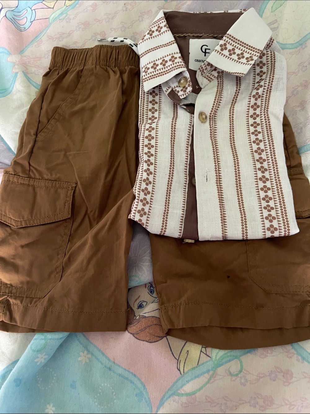 Craft & You Kids Brown Two-Piece Matching Set - Striped Shirt & Shorts